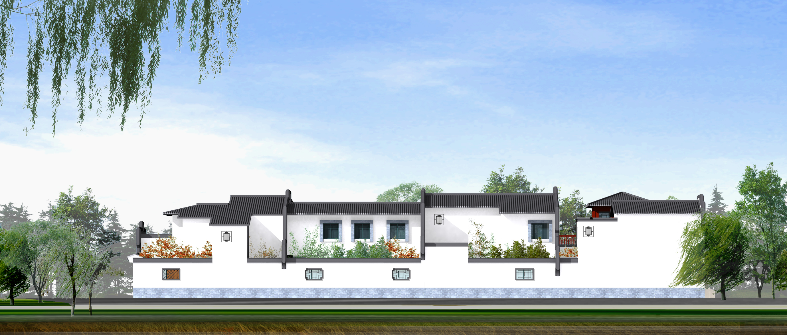 北方四合院建筑带效果图